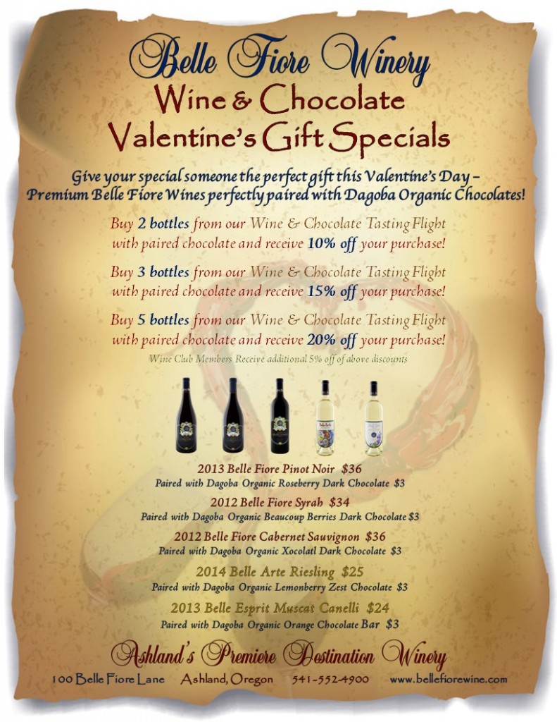 Wine & Chocolate Tasting Flight Specials