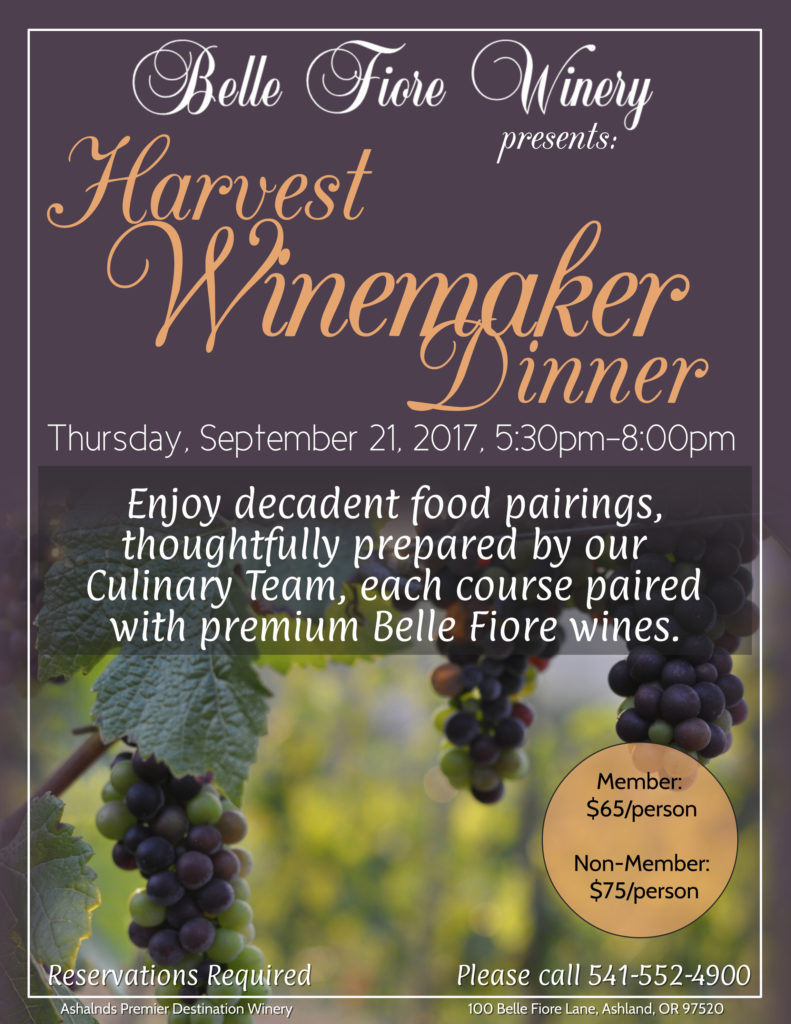 Harvest Winemaker Dinner - Belle Fiore Winery & Vineyard