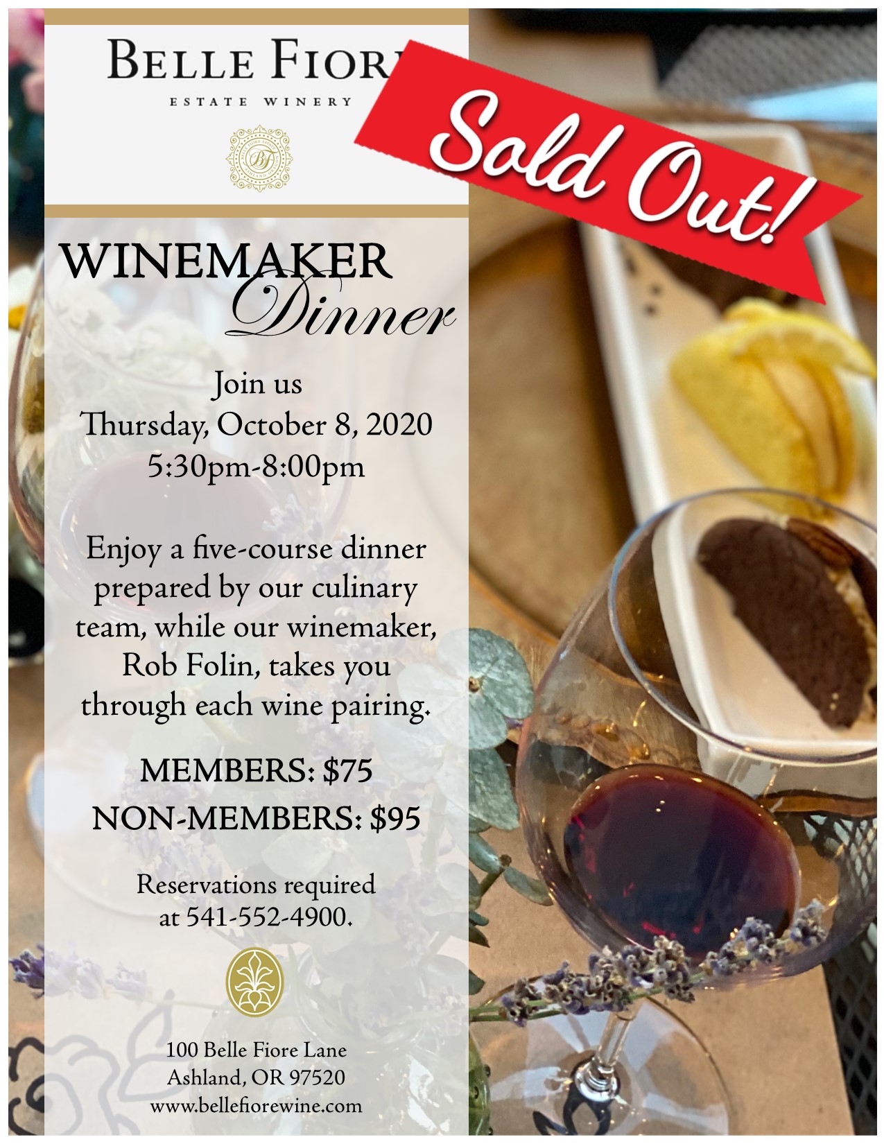 Winemaker Dinner - SOLD OUT - Belle Fiore Winery & Vineyard
